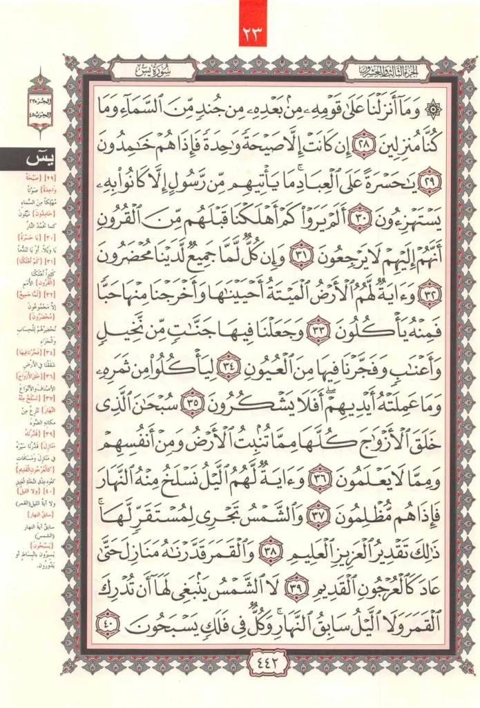 Surah Yaseen page 3 in Arabic text