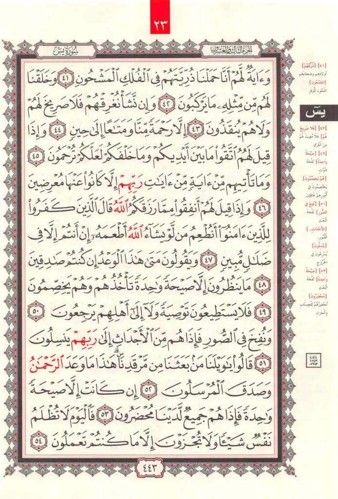 Surah Yaseen page 4 in Arabic text